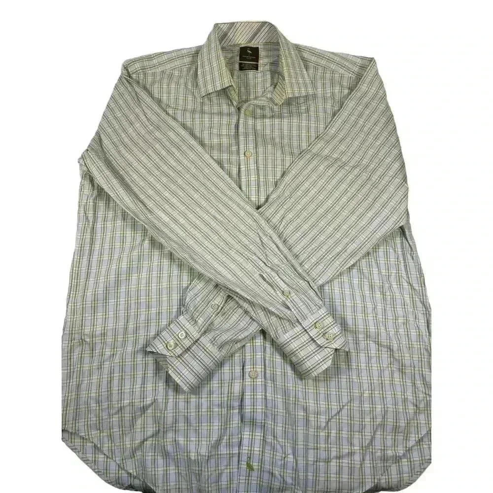TaylorByrd 100% cotton Men’s XL blue green button down collared shirt